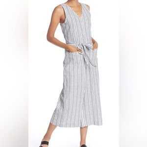 Striped Wide Leg Cropped Jumpsuit